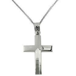 Λευκόχρυσος σταυρός Κ14 με αλυσίδα